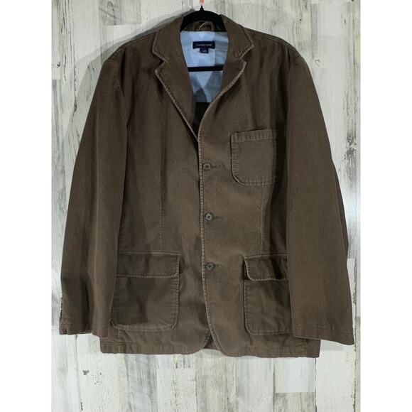 Lands End Mens Blazer Sport Coat Size Large 42 44 Brown Corduroy 3-button - Picture 1 of 8